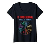 Donna Ruota delle risposte professionale IT - Supporto tecnico Maglietta con Collo a V