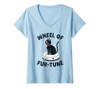 Donna Ruota di Fur-Tune Robot Aspirapolvere Divertente Gatto Maglietta con Collo a V