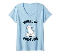 Donna Ruota di Fur-Tune Robot Aspirapolvere Divertente Gatto Maglietta con Collo a V
