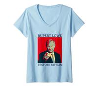 Donna Rupert Lowe British Pride Regno Unito Restore Britannia Maglietta con Collo a V