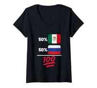 Donna Russo Plus Mexican Mix Heritage Flag Maglietta con Collo a V