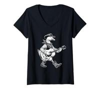 Donna Rustic Goose Cowboy Chitarra Musicista Western Country Music Maglietta con Collo a V