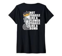 Donna Ruth Bader Ginsburg Non Fragile Come Il Fiore RBG Meme sul Retro Maglietta con Collo a V