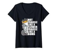 Donna Ruth Bader Ginsburg Non Fragile Come Una Bomba di Fiori RBG Meme Maglietta con Collo a V