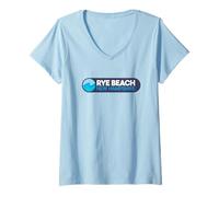 Donna Rye Beach Logo Emblema - Rye Beach New Hampshire Maglietta con Collo a V