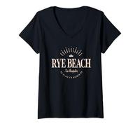 Donna Rye Beach New Hampshire Modern - Rye Beach NH Maglietta con Collo a V