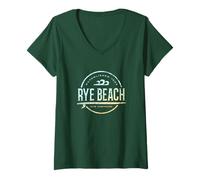 Donna Rye Beach - Retrò Rye Beach New Hampshire Vintage Surf Maglietta con Collo a V