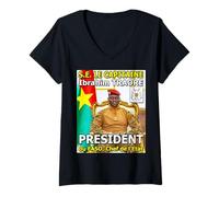Donna S.E. Le Capitaine Ibrahim TRAORE, PRESIDENT du Faso Maglietta con Collo a V