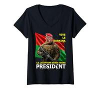 Donna S.E. Le Capitaine Ibrahim TRAORE, PRESIDENT du Faso Maglietta con Collo a V