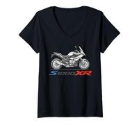 Donna S1000XR Moto Illustrazione Sport Tourer Design Maglietta con Collo a V