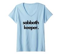 Donna Sabbath Keeper Adventist Baptist Exodus Remnant Maglietta con Collo a V