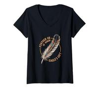 Donna Sacred Eagle Nativi Americani Cultura Simbolo Spirituale Orgoglio Maglietta con Collo a V