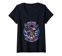 Donna Sacred Eagle Nativi Americani Cultura Simbolo Spirituale Orgoglio Maglietta con Collo a V