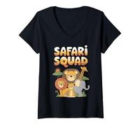 Donna Safari Squad Funny Cute Wildlife Animal Art Maglietta con Collo a V