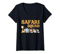 Donna Safari Squad - Jungle Animal Adventure Crew Design Maglietta con Collo a V