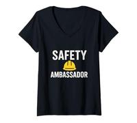 Donna Safety Ambassador | Safety First | Idea Regalo per la Campagna di Sicurezza Maglietta con Collo a V