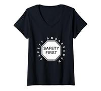 Donna Safety Ambassador | Safety First | Regalo per la Giornata Nazionale della Sicurezza Maglietta con Collo a V