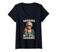 Donna Sagging But Still Gagging Funny Women Grandma Retirement Maglietta con Collo a V