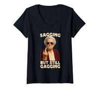 Donna Sagging But Still Gagging Funny Women Grandma Retirement Maglietta con Collo a V