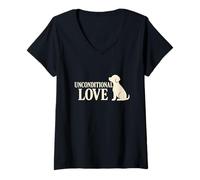 Donna Sagoma di Cane Amore incondizionato Maglietta con Collo a V