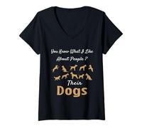 Donna Sai Cosa Mi Piace delle Persone dei Loro Cani Cane Divertente Maglietta con Collo a V