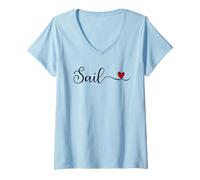 Donna Sail Design I Cuore Vela Maglietta con Collo a V