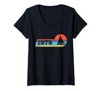 Donna Sailing barca a vela nato nel 1979 compleanno Yachting Vela Maglietta con Collo a V