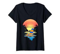 Donna Sailing Barca Vela Veliero Vela Marinai Marinaio Yachting Maglietta con Collo a V
