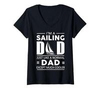 Donna Sailing Dad - Maglietta I Am A Sailing Dad - Much Cooler Dad Maglietta con Collo a V
