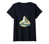 Donna Sailing Veliero Yacht Navigar Vela Marinaio Barca-Catamarano Maglietta con Collo a V