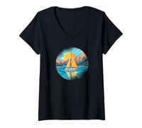 Donna Sailing Yachting Veliero Yacht Navigar Barca a Vela Marinaio Maglietta con Collo a V