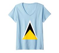 Donna Saint Lucia Independence Day Flag Caribbean Carnival Maglietta con Collo a V