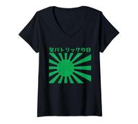Donna Saint Patrick's Day Japanese Aesthetic Man Woman St Patrick Maglietta con Collo a V