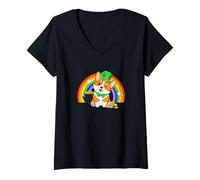 Donna Saint Patrick's Day St. Paddy's Irish Luck Corgi Dog Lover Maglietta con Collo a V