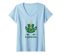Donna Saint Patricks Shamrock Lepricorn Kids St. Patrick's Day Maglietta con Collo a V