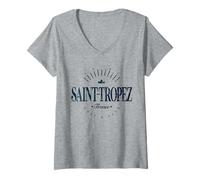 Donna Saint-Tropez Costa Azzurra Francia | Saint Tropez Modern CV25X Maglietta con Collo a V