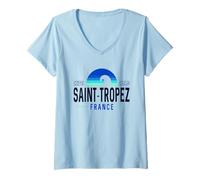 Donna Saint-Tropez Francia | Saint Tropez Costa Azzurra Wave I5X Maglietta con Collo a V