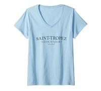 Donna Saint-Tropez Francia - Semplice Saint Tropez Francia CV14X Maglietta con Collo a V