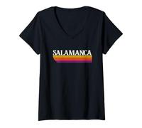 Donna Salamanca Spain Retro - Salamanca Castilla y Leon España Maglietta con Collo a V