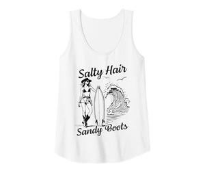 Donna Salato Capelli Sandy Boots Surfer Ragazza Spiaggia Ocean Wave Surf Canotta
