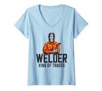 Donna Saldatore Re dei Mestieri - Detto del Saldatore per Un Maglietta con Collo a V