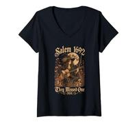 Donna Salem 1692 Si Sono persi Una Strega di Halloween Moon Maglietta con Collo a V