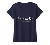 Donna Salem State University Vikings Text Logo Maglietta con Collo a V