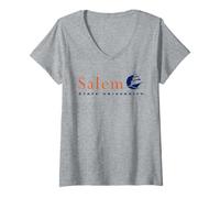 Donna Salem State University Vikings Text Logo Maglietta con Collo a V