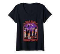 Donna Salem Summer Camp Witch Sarcastic Retro Funny Adult Humor Maglietta con Collo a V