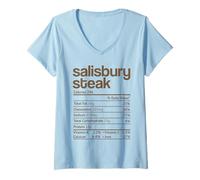 Donna Salisbury Steak Nutrition Fact Divertente Ringraziamento Natale Maglietta con Collo a V