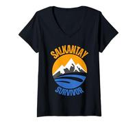 Donna Salkantay Trekking Survivor Cuzco Cusco Machu Picchu Perù Maglietta con Collo a V
