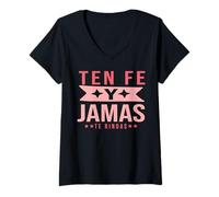 Donna Salmo 23 Spanish Religious Faith Tee Fe, Esperanza, y Amor Maglietta con Collo a V