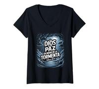 Donna Salmos 29:11 - Paz en la Tormenta Fede Cristiana Maglietta con Collo a V