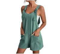 Donna Salopette Gamba Larga Corta Monopezzi Estiva Tuta Intera Comode Casual Morbida Jumpsuit Regolabile Cinghie Con Tasche Oversize Pantaloni Baggy Vintage Allentata Senza Maniche Salopette Premaman